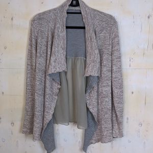 Lola & Sophie cardigan sheer back grey taupe L